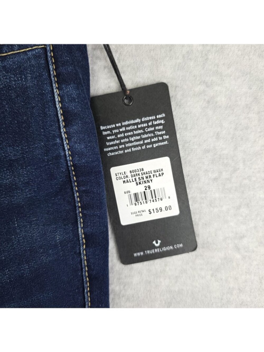 True Religion Halle Jeans Womens 29 Dark Wash High Rise Skinny Flap NWT - Picture 3 of 12